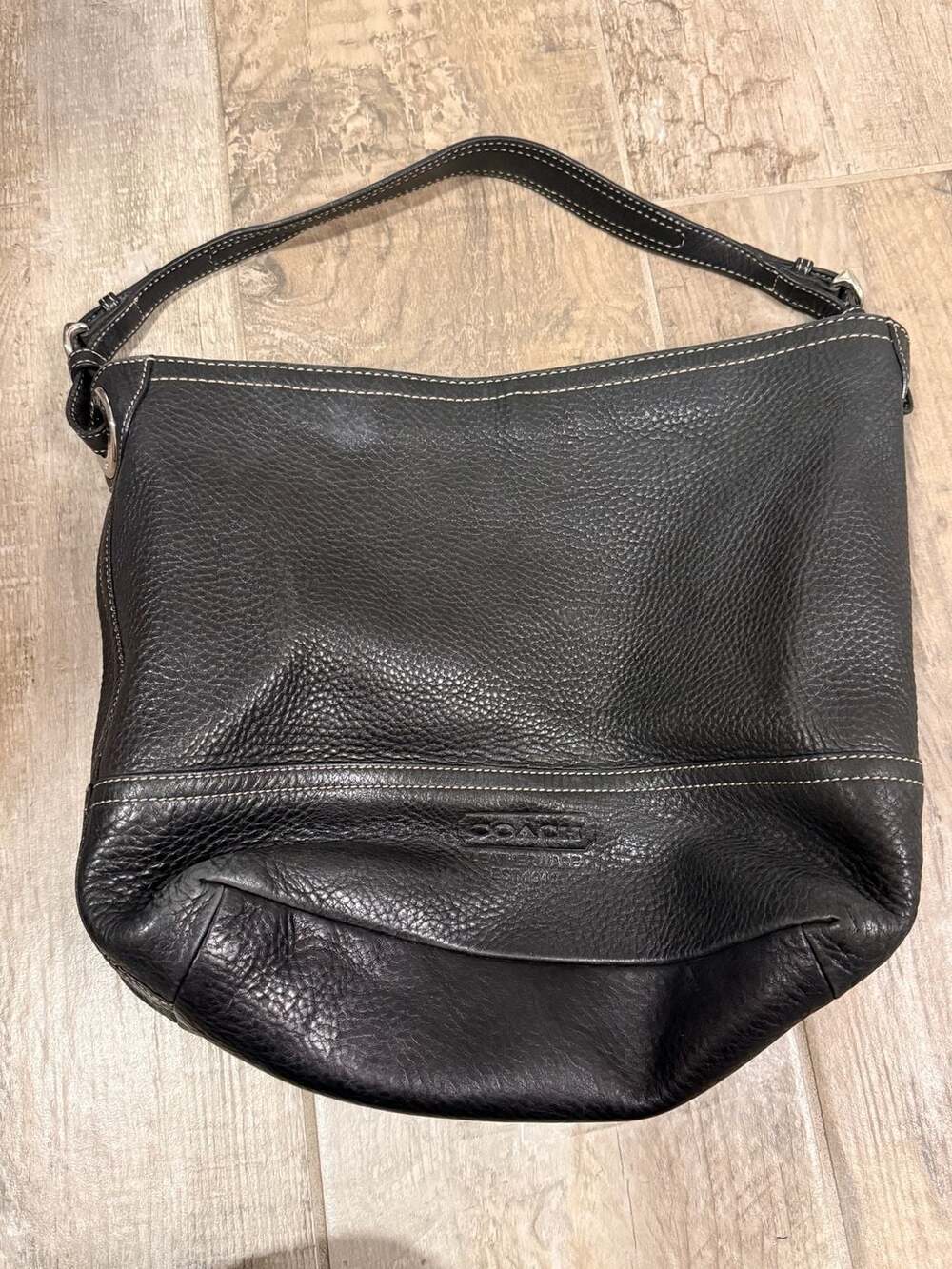 Coach Leatherware Est 1941 Black Pebbled Leather Hobo Shoulder Bag